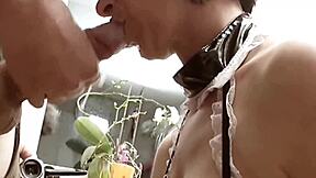 Blonde teen with big tits gives blowjob in doggystyle for hot cumshot collection