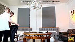 tutor4k mature woman with short haircut gives muff to young man for sex