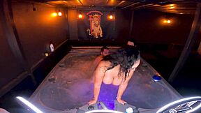 Steamy hot tub threesome with Queen Rogue and Mandi May