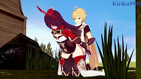 i watch amber and fischl have intense sex with aether in genshin hentai