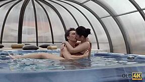 Old4K Angie Moon gets mouthful of cum from old lover