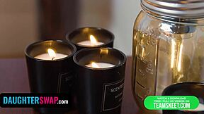 Horny babes drools over their old men oiled body offers them help to release tension