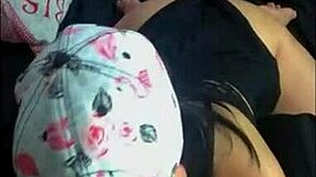 Latina teen gives big blowjob to brother on webcam