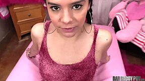 Baddaddypov - Latina teen Violet Star rides stepdad's cock. Wild cowgirl action with bubble butt!