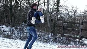 Petite classy beauty rides cock on the floor