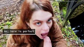 Get lost in wonderlands with cute 18-19 yo sucking and swallowing cum outdoors.