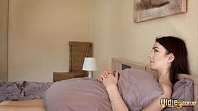 two step sisters bang granddad and share his cock