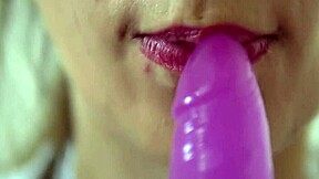 Teen SUCKING DILDO in CLOSE UP