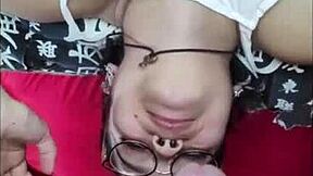 White Moon gets her throat fucked deep by big cock.