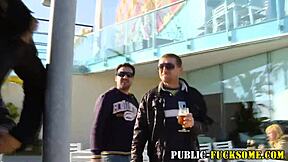 petite babe public sucks in lingerie