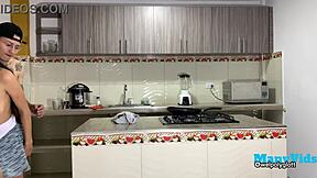 Passionate Couple Fucks In Kitchen With Huge Cumshot