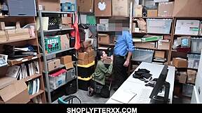 Jade Noir, the tiny Asian shoplyfter, spreads her legs for punishment