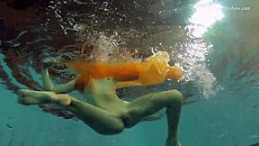 does nastya dare to strip naked and reveal her hot body in the pool?