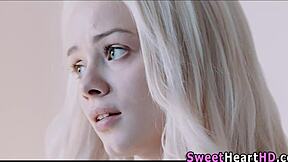 Lesbian teen beauty engages in threesome with oral sex