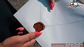 German blonde picked up and fucked without condom on blind date