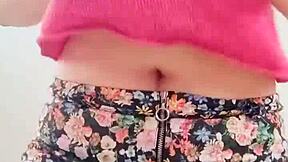 Model poses big natural boobs with moans