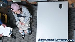 Teen thief caught tugging for sticky cum load