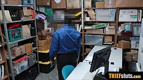 Nervous redhead teen thief gets punished and fucked by officer 😈