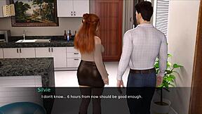 Anime nurse plays game in sexy outfit with big tits