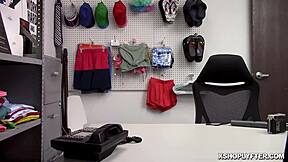 Ashley lane feels intense pleasure gagging on security officer's cock