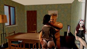 Rough doggystyle on the desk in hentai