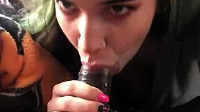 Amateur Alternative Teen Gives Sloppy Blowjob In Pose