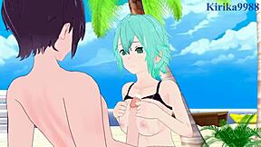 Asuna yuuki and sinon asada have intense sex in this sword art online hentai