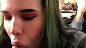 Amateur Alternative Teen Gives Sloppy Blowjob In Pose