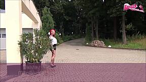 Redhead tattooed amateur hooker with huge tits gets wild in a hardcore threesome. Cum fills her mouth fast.