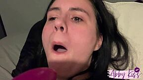 Abby Kiss Feels Intense Pleasure Pulling Vibrator From Her Pussy And Throat Fucking Herself