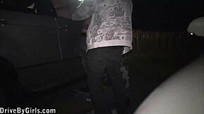 Public cum shot through a car window to a pretty blonde girl face