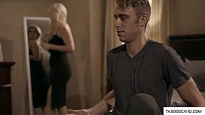 young guy bends blonde stepmom over for cheating fuck