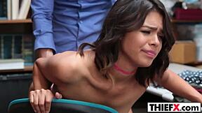 Spread legs for burglar in garage 😈