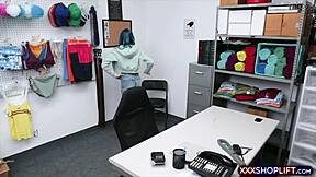 watch cute chick with blue hair get punished in garage