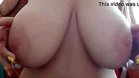 Skinny babe teases huge tits