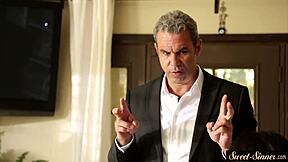 Petite Stepdaughter Enjoys Passionate Spooning and Cunilingus in Taboo Fantasy