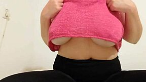 Cowgirl In Pink Top Teases And Plays With Big Boobs - DepravedMinx