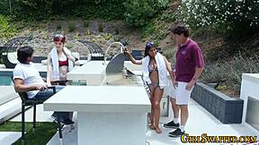 Redhead stepteen in bikini gets rammed doggystyle by monster cock