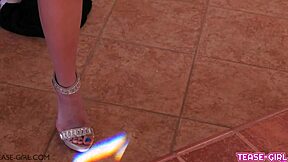 Super hot blonde teen gets massage from uncle during casting, leading to sexy fun on sofa.