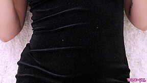 Super hot blonde teen engages in lesbian anal on sofa during casting interview