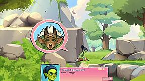 Horny young 18+ female orc face-sits a lucky boy in wild game! 😈