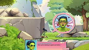 Horny young 18+ female orc face-sits a lucky boy in wild game! 😈