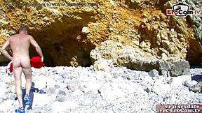 French teen 18+s in hot outdoor ffm beach threesome