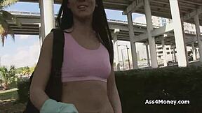 Banging this blue-eyed sporty chick for quick cash!