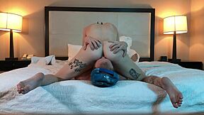 hot tatted petite teen licking pussy beautifully