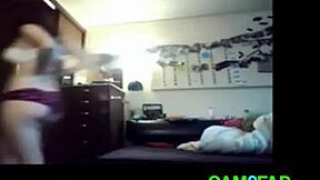 hot hairy teen with amazing tits caught masturbating on camera