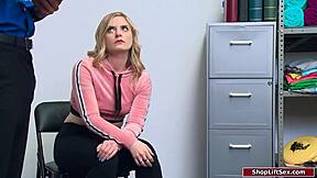 she got caught stealing, so he fucked her hard at work