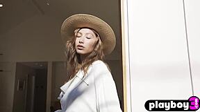 Curvy teen model Dominique Lobito flaunts perfect big tits