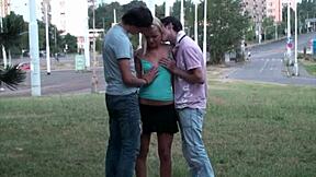 public cross street blonde teen sex orgy gangbang by guys with big dicks, what do you think?