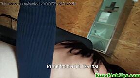 Eurobabe flashes and gets fingered outdoors